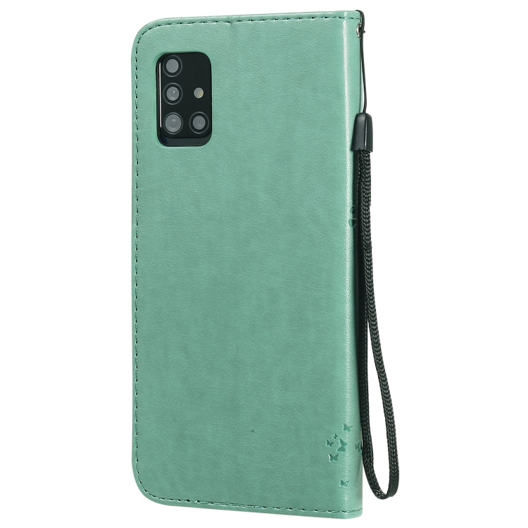 For Samsung Galaxy A51 5G Tree & Cat Embossed Pattern Horizontal Flip Leather Case with Holder & Card Slots & Wallet & Lanyard