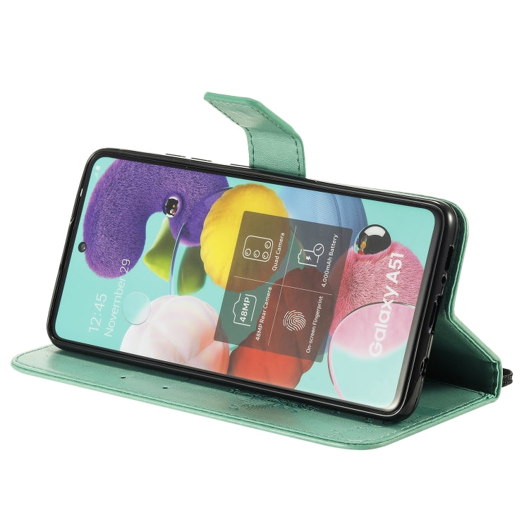 For Samsung Galaxy A51 5G Tree & Cat Embossed Pattern Horizontal Flip Leather Case with Holder & Card Slots & Wallet & Lanyard