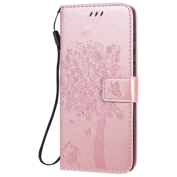 For Samsung Galaxy A51 5G Tree & Cat Embossed Pattern Horizontal Flip Leather Case with Holder & Card Slots & Wallet & Lanyard