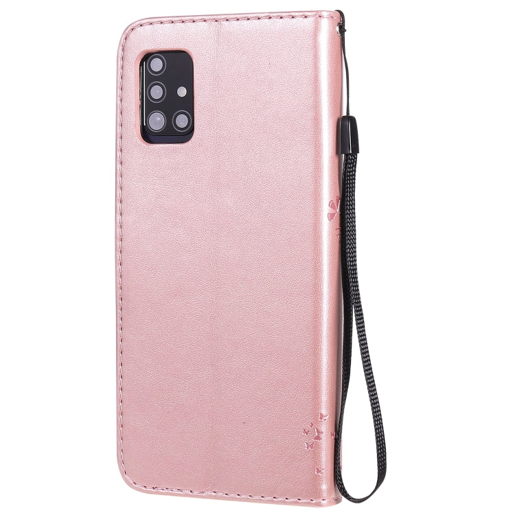 For Samsung Galaxy A51 5G Tree & Cat Embossed Pattern Horizontal Flip Leather Case with Holder & Card Slots & Wallet & Lanyard