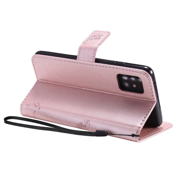 For Samsung Galaxy A51 5G Tree & Cat Embossed Pattern Horizontal Flip Leather Case with Holder & Card Slots & Wallet & Lanyard