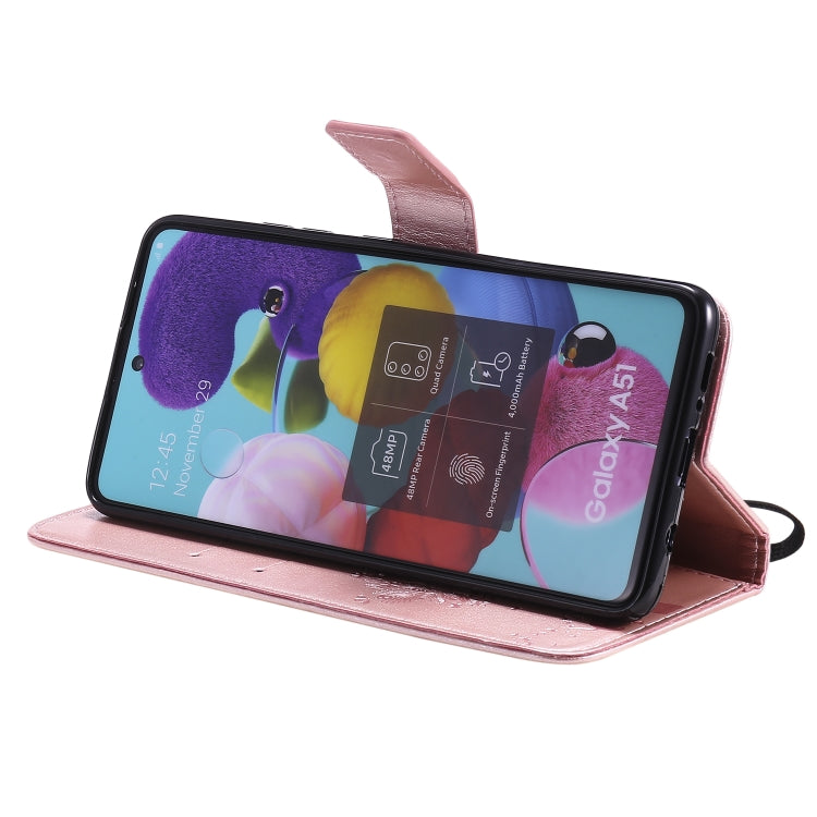 For Samsung Galaxy A51 5G Tree & Cat Embossed Pattern Horizontal Flip Leather Case with Holder & Card Slots & Wallet & Lanyard