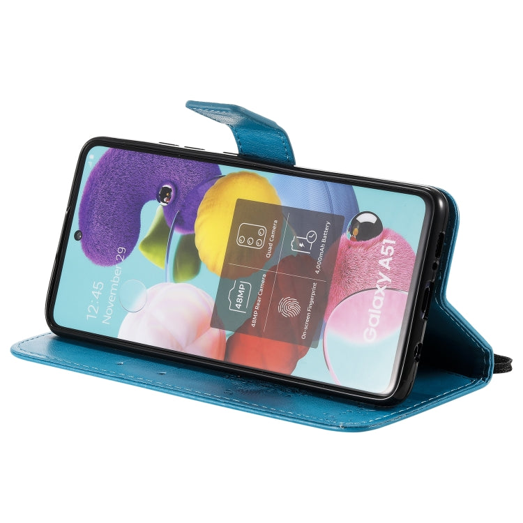For Samsung Galaxy A51 5G Tree & Cat Embossed Pattern Horizontal Flip Leather Case with Holder & Card Slots & Wallet & Lanyard
