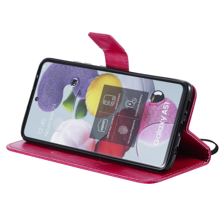 For Samsung Galaxy A51 5G Tree & Cat Embossed Pattern Horizontal Flip Leather Case with Holder & Card Slots & Wallet & Lanyard