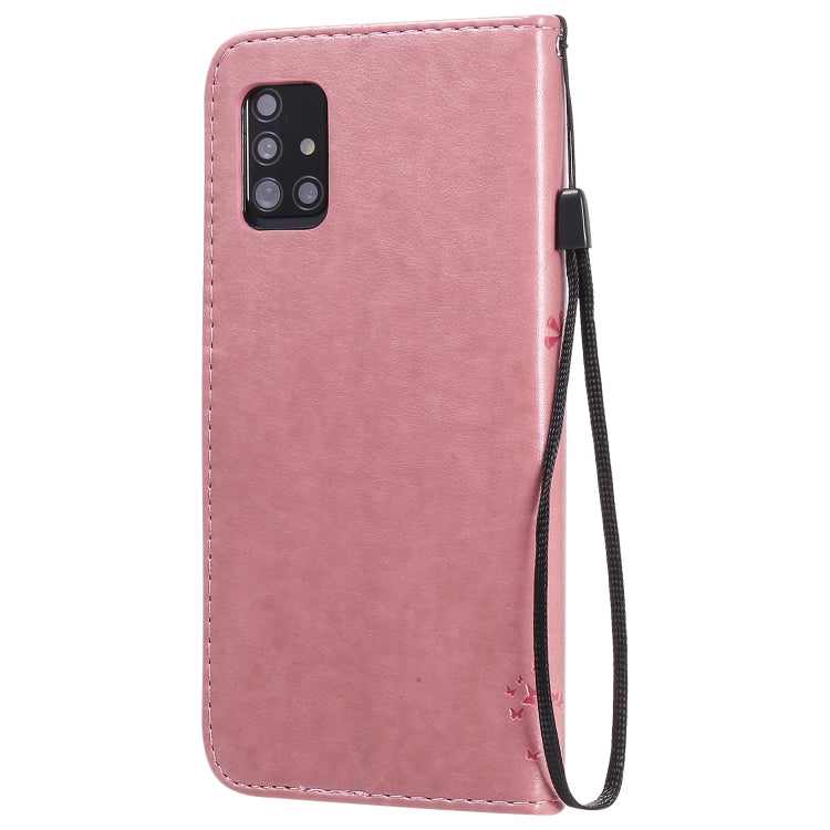 For Samsung Galaxy A51 5G Tree & Cat Embossed Pattern Horizontal Flip Leather Case with Holder & Card Slots & Wallet & Lanyard