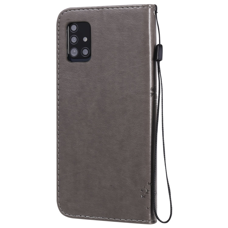 For Samsung Galaxy A51 5G Tree & Cat Embossed Pattern Horizontal Flip Leather Case with Holder & Card Slots & Wallet & Lanyard
