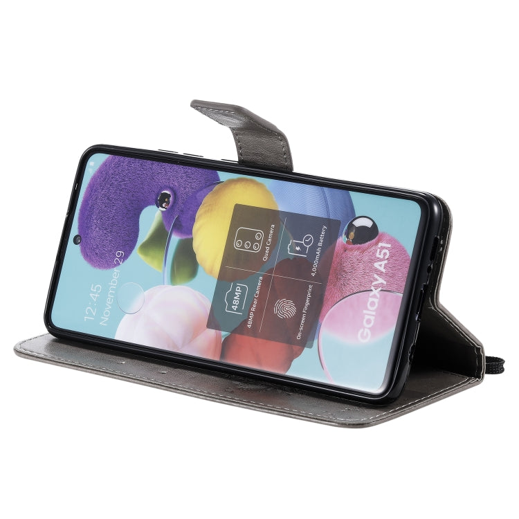 For Samsung Galaxy A51 5G Tree & Cat Embossed Pattern Horizontal Flip Leather Case with Holder & Card Slots & Wallet & Lanyard