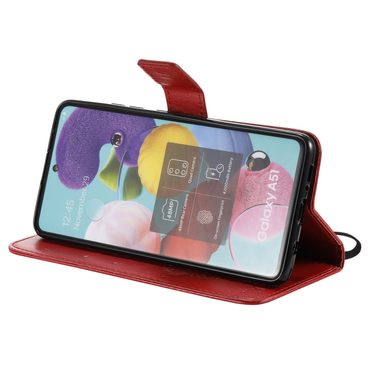 For Samsung Galaxy A51 5G Tree & Cat Embossed Pattern Horizontal Flip Leather Case with Holder & Card Slots & Wallet & Lanyard