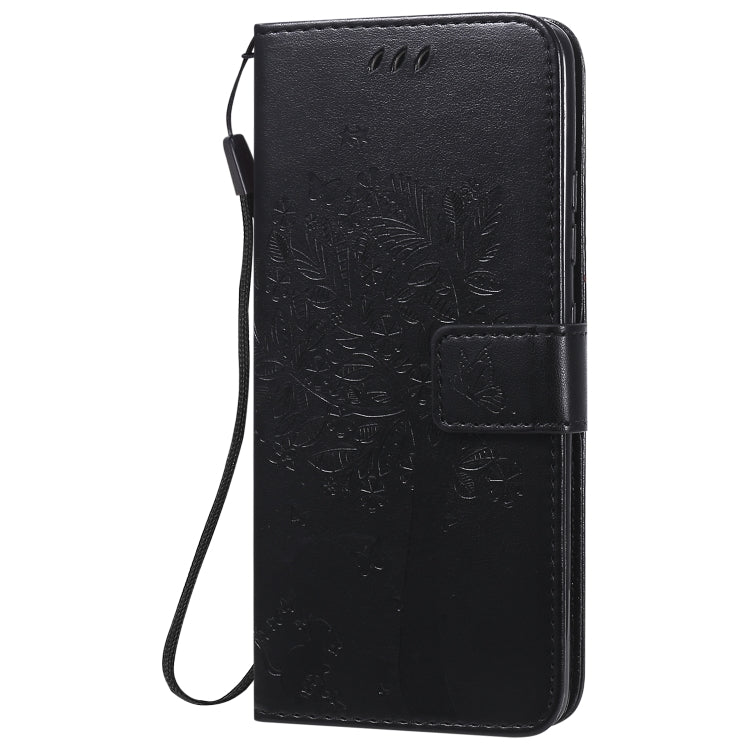 For Samsung Galaxy A51 5G Tree & Cat Embossed Pattern Horizontal Flip Leather Case with Holder & Card Slots & Wallet & Lanyard