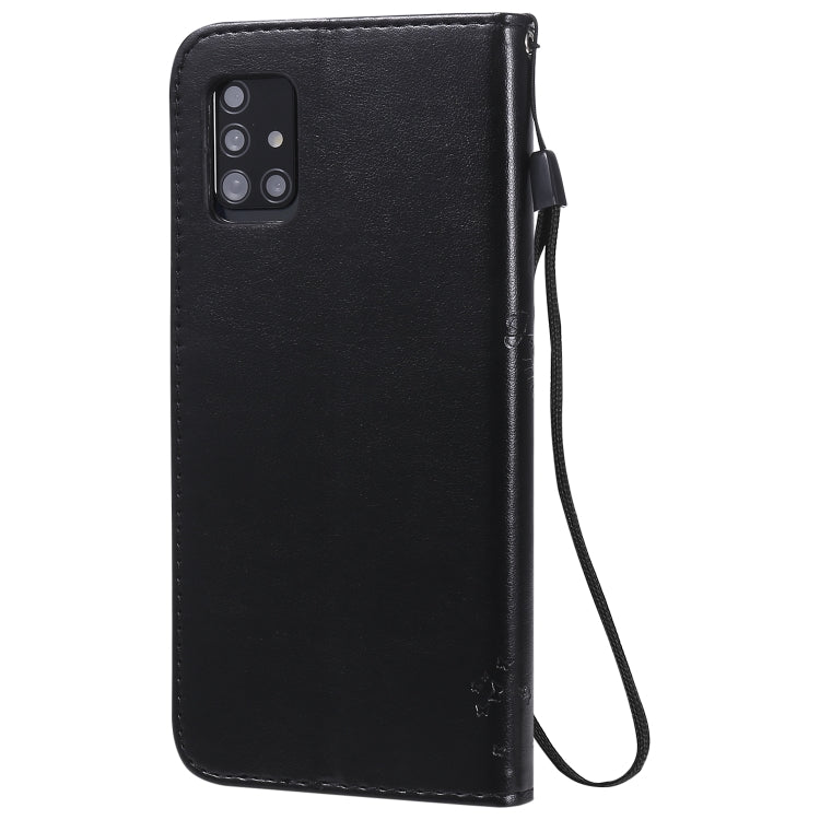 For Samsung Galaxy A51 5G Tree & Cat Embossed Pattern Horizontal Flip Leather Case with Holder & Card Slots & Wallet & Lanyard