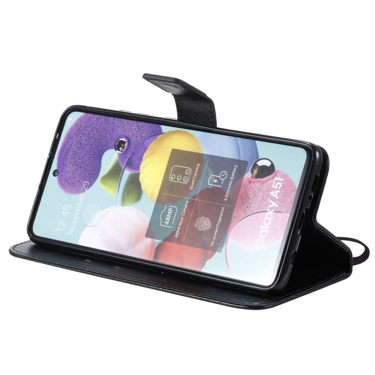 For Samsung Galaxy A51 5G Tree & Cat Embossed Pattern Horizontal Flip Leather Case with Holder & Card Slots & Wallet & Lanyard