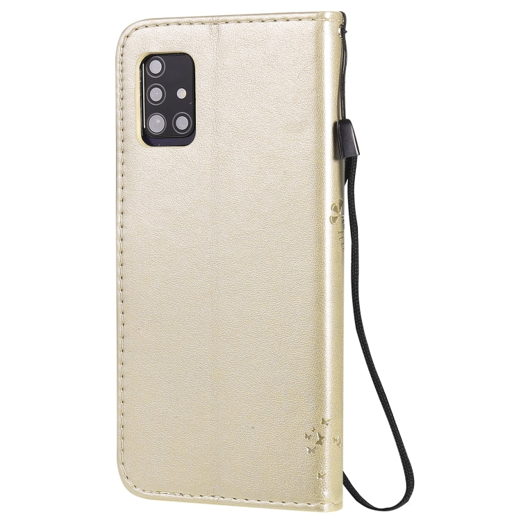 For Samsung Galaxy A51 5G Tree & Cat Embossed Pattern Horizontal Flip Leather Case with Holder & Card Slots & Wallet & Lanyard