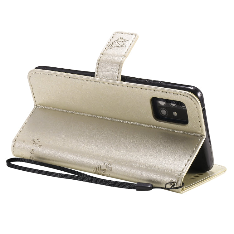 For Samsung Galaxy A51 5G Tree & Cat Embossed Pattern Horizontal Flip Leather Case with Holder & Card Slots & Wallet & Lanyard