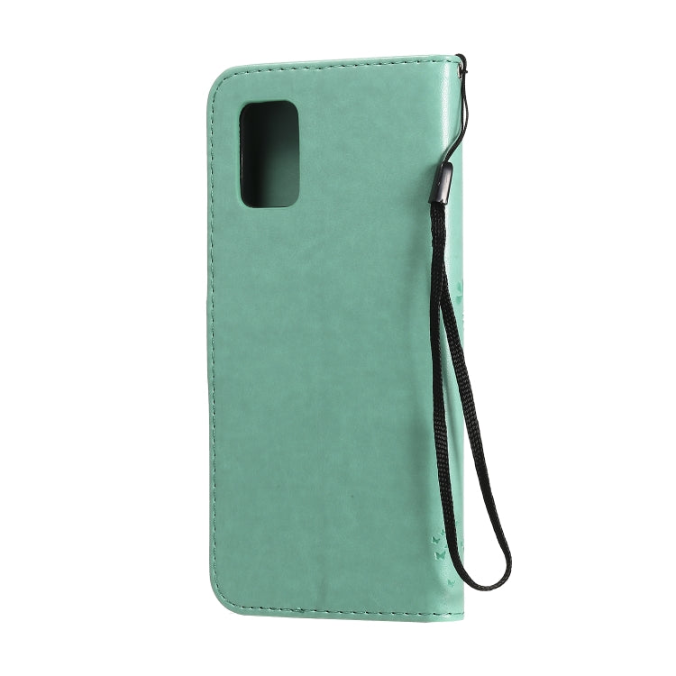 For Samsung Galaxy A71 5G Tree & Cat Embossed Pattern Horizontal Flip Leather Case with Holder & Card Slots & Wallet & Lanyard