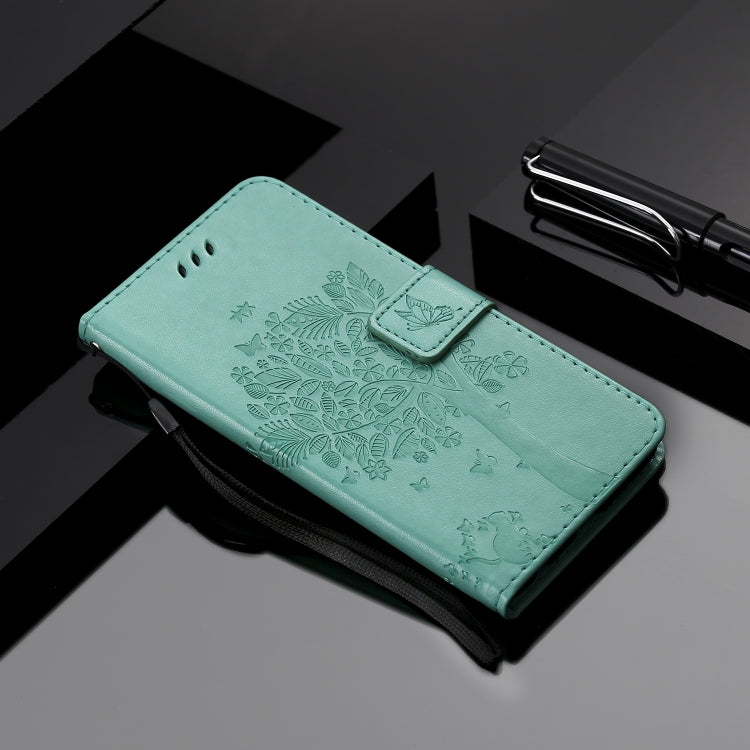 For Samsung Galaxy A71 5G Tree & Cat Embossed Pattern Horizontal Flip Leather Case with Holder & Card Slots & Wallet & Lanyard