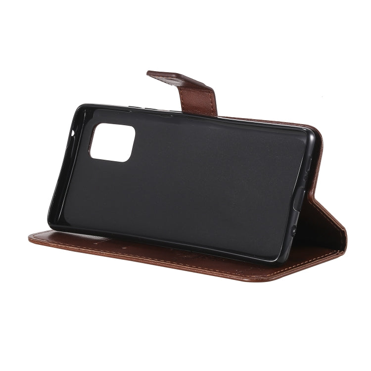 For Samsung Galaxy A71 5G Tree & Cat Embossed Pattern Horizontal Flip Leather Case with Holder & Card Slots & Wallet & Lanyard