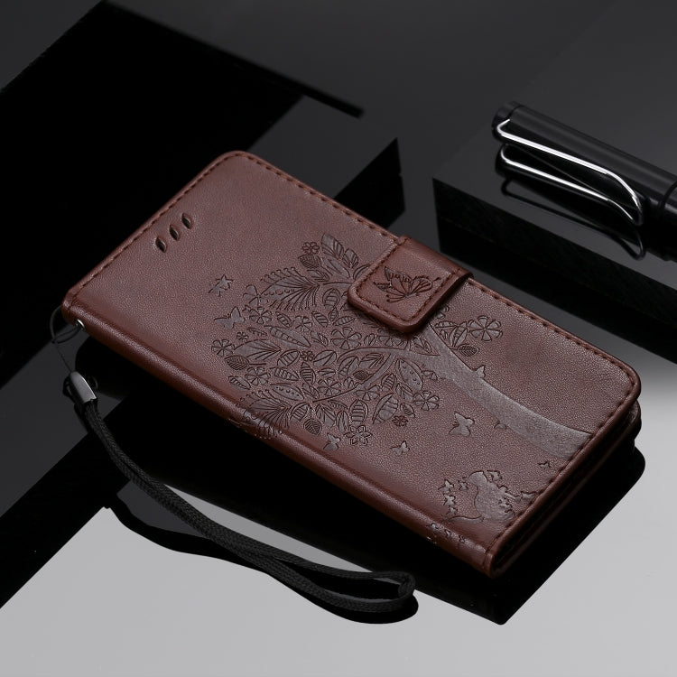 For Samsung Galaxy A71 5G Tree & Cat Embossed Pattern Horizontal Flip Leather Case with Holder & Card Slots & Wallet & Lanyard