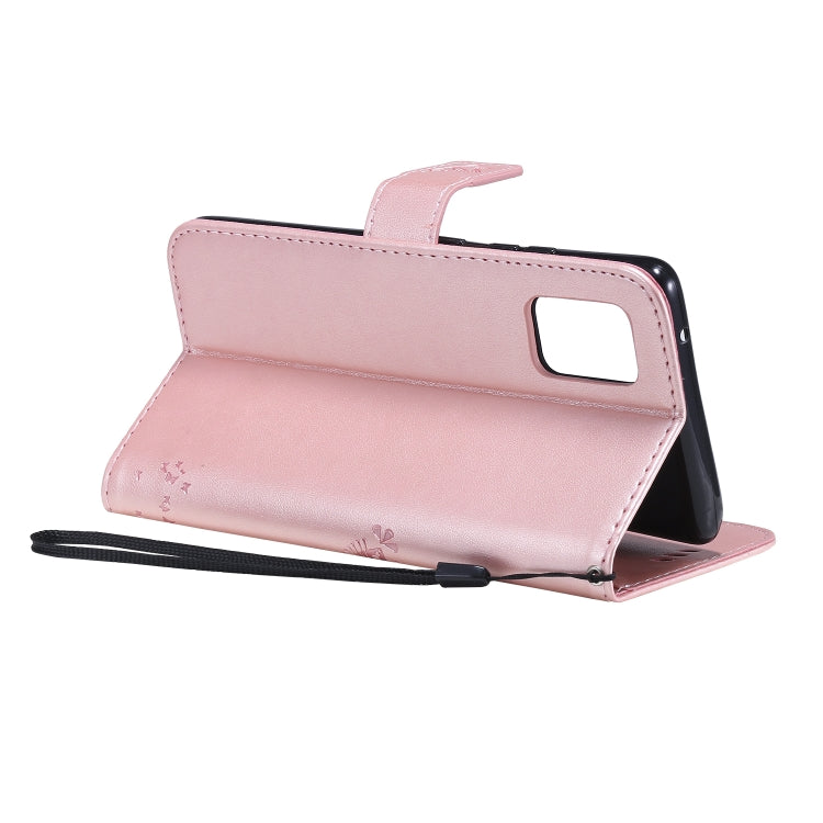 For Samsung Galaxy A71 5G Tree & Cat Embossed Pattern Horizontal Flip Leather Case with Holder & Card Slots & Wallet & Lanyard