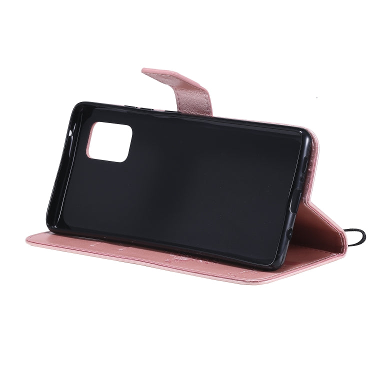 For Samsung Galaxy A71 5G Tree & Cat Embossed Pattern Horizontal Flip Leather Case with Holder & Card Slots & Wallet & Lanyard