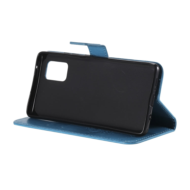 For Samsung Galaxy A71 5G Tree & Cat Embossed Pattern Horizontal Flip Leather Case with Holder & Card Slots & Wallet & Lanyard