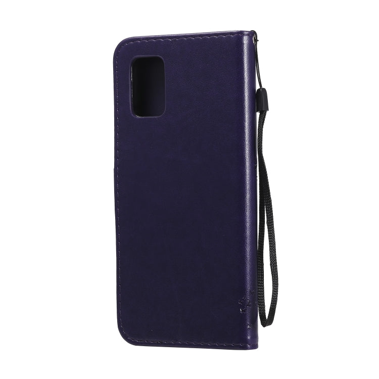 For Samsung Galaxy A71 5G Tree & Cat Embossed Pattern Horizontal Flip Leather Case with Holder & Card Slots & Wallet & Lanyard
