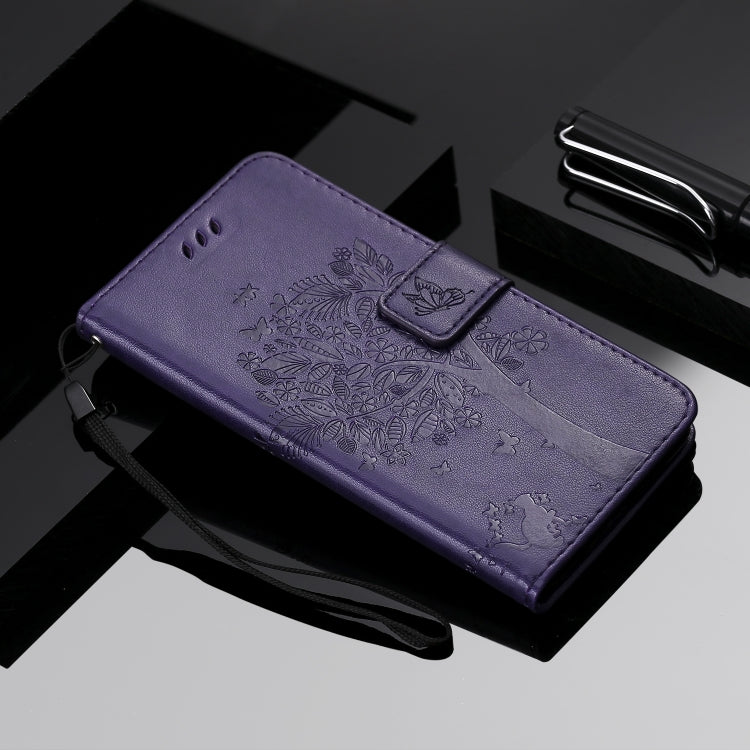 For Samsung Galaxy A71 5G Tree & Cat Embossed Pattern Horizontal Flip Leather Case with Holder & Card Slots & Wallet & Lanyard