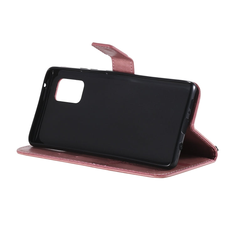 For Samsung Galaxy A71 5G Tree & Cat Embossed Pattern Horizontal Flip Leather Case with Holder & Card Slots & Wallet & Lanyard