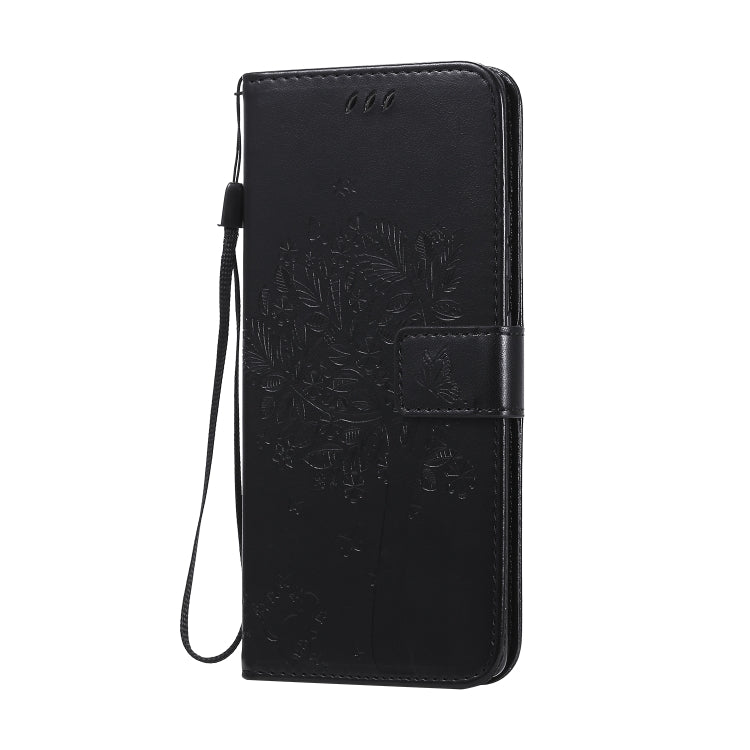 For Samsung Galaxy A71 5G Tree & Cat Embossed Pattern Horizontal Flip Leather Case with Holder & Card Slots & Wallet & Lanyard