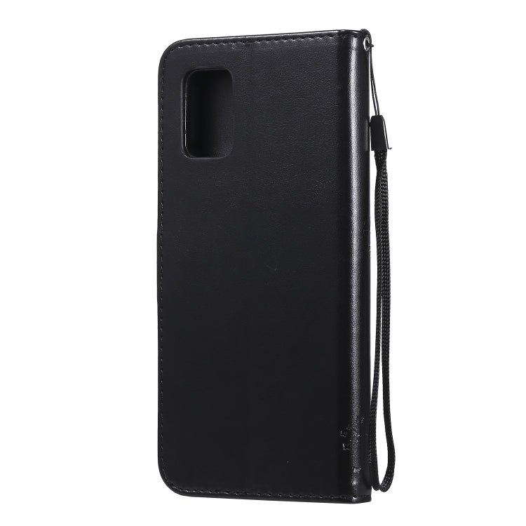 For Samsung Galaxy A71 5G Tree & Cat Embossed Pattern Horizontal Flip Leather Case with Holder & Card Slots & Wallet & Lanyard