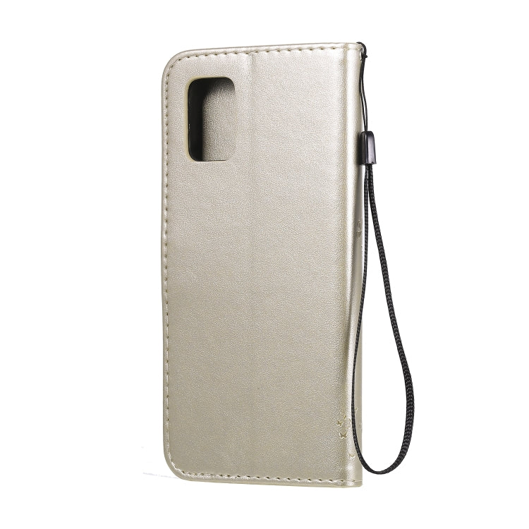 For Samsung Galaxy A71 5G Tree & Cat Embossed Pattern Horizontal Flip Leather Case with Holder & Card Slots & Wallet & Lanyard
