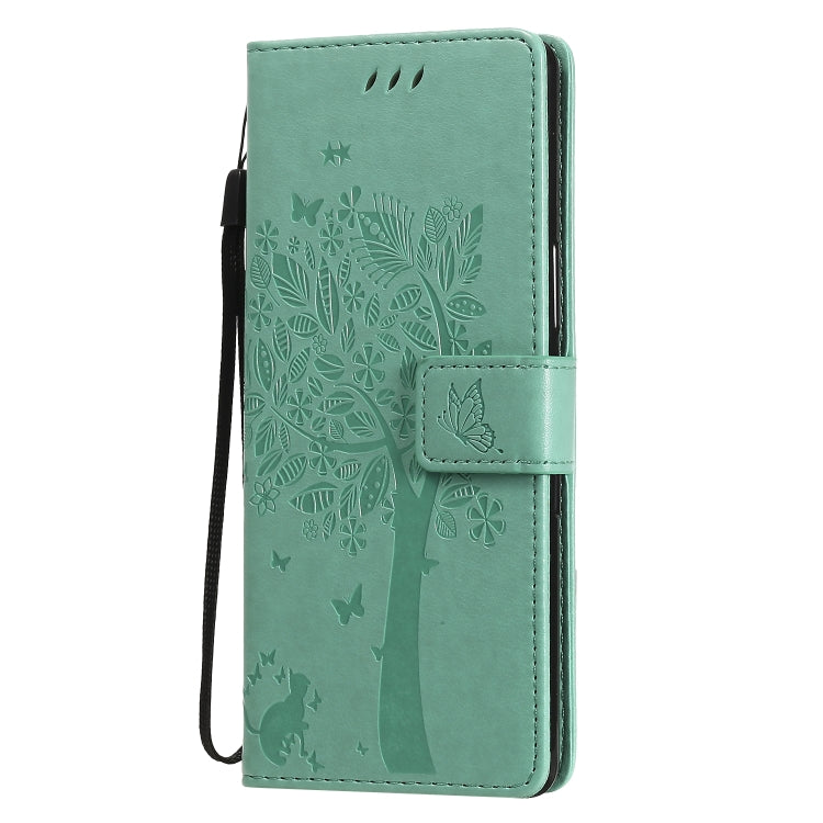 For Sony Xperia L4 Tree & Cat Embossed Pattern Horizontal Flip Leather Case with Holder & Card Slots & Wallet & Lanyard