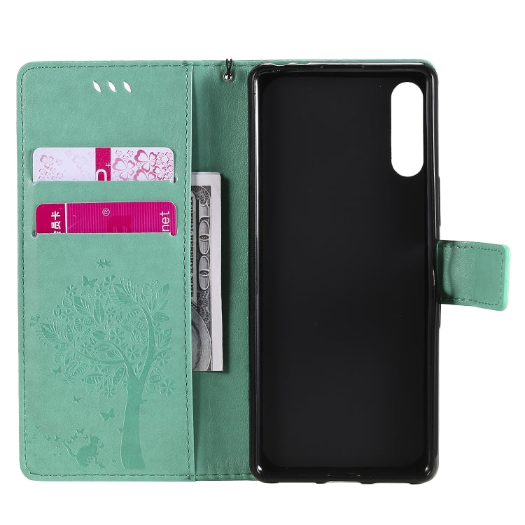 For Sony Xperia L4 Tree & Cat Embossed Pattern Horizontal Flip Leather Case with Holder & Card Slots & Wallet & Lanyard