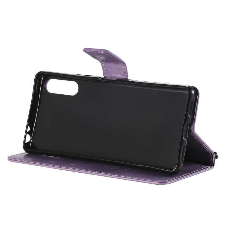 For Sony Xperia L4 Tree & Cat Embossed Pattern Horizontal Flip Leather Case with Holder & Card Slots & Wallet & Lanyard