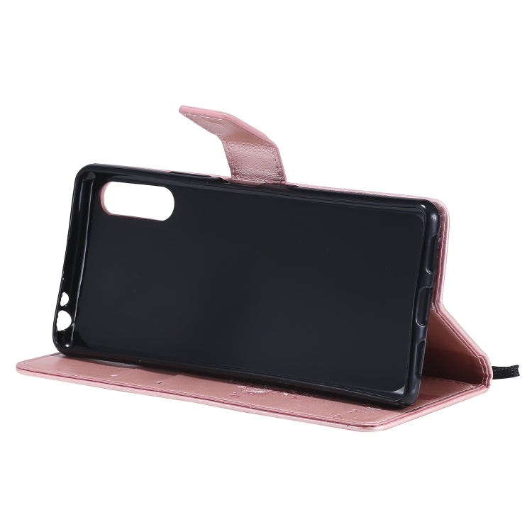 For Sony Xperia L4 Tree & Cat Embossed Pattern Horizontal Flip Leather Case with Holder & Card Slots & Wallet & Lanyard