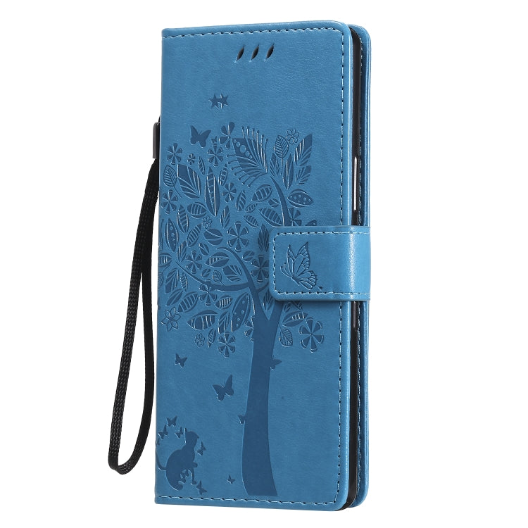 For Sony Xperia L4 Tree & Cat Embossed Pattern Horizontal Flip Leather Case with Holder & Card Slots & Wallet & Lanyard