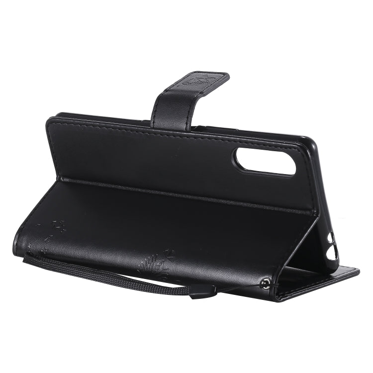 For Sony Xperia L4 Tree & Cat Embossed Pattern Horizontal Flip Leather Case with Holder & Card Slots & Wallet & Lanyard