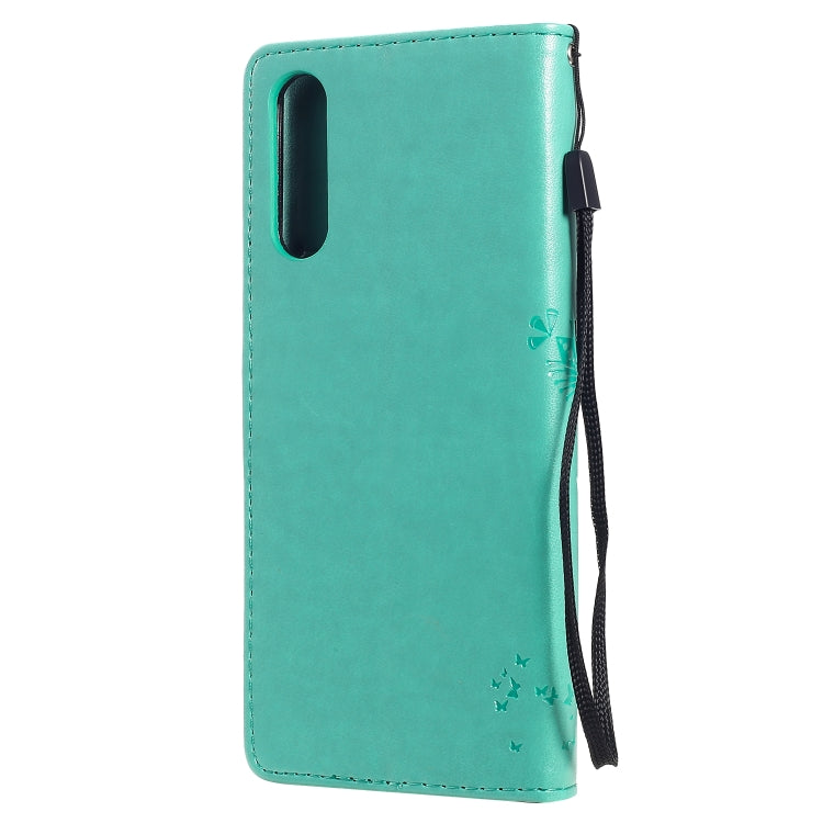 For Sony Xperia 10 II Tree & Cat Embossed Pattern Horizontal Flip Leather Case with Holder & Card Slots & Wallet & Lanyard