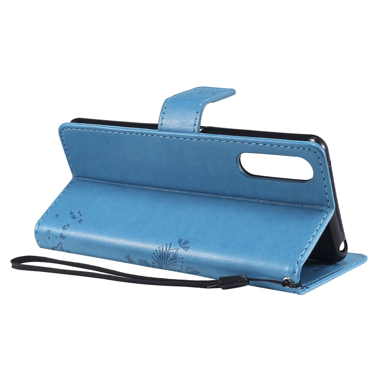 For Sony Xperia 10 II Tree & Cat Embossed Pattern Horizontal Flip Leather Case with Holder & Card Slots & Wallet & Lanyard