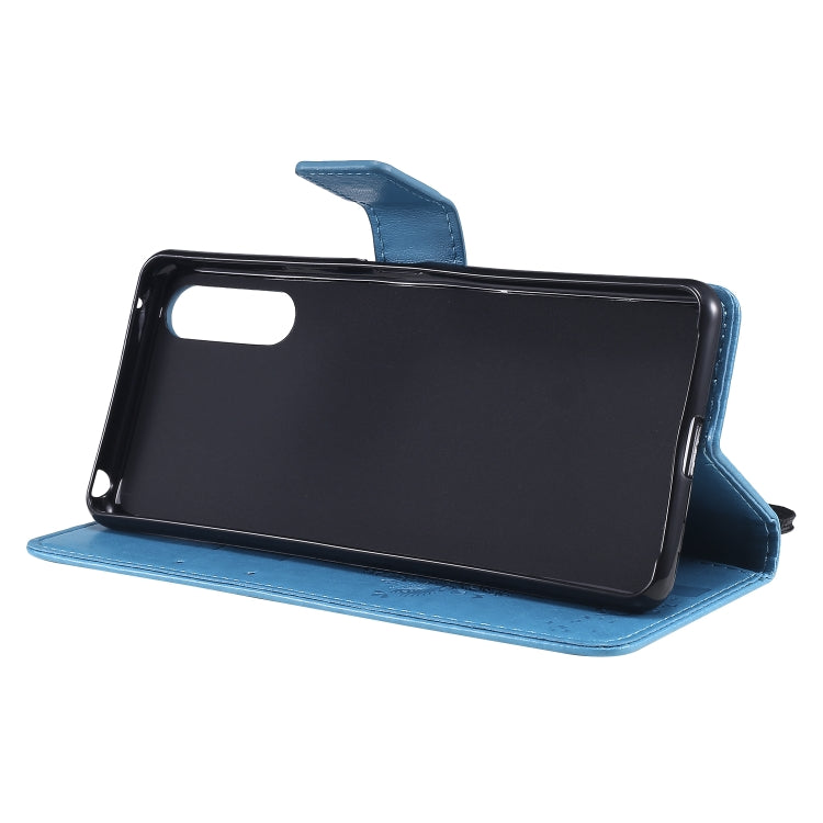 For Sony Xperia 10 II Tree & Cat Embossed Pattern Horizontal Flip Leather Case with Holder & Card Slots & Wallet & Lanyard