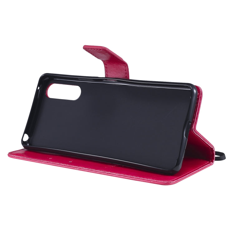 For Sony Xperia 10 II Tree & Cat Embossed Pattern Horizontal Flip Leather Case with Holder & Card Slots & Wallet & Lanyard