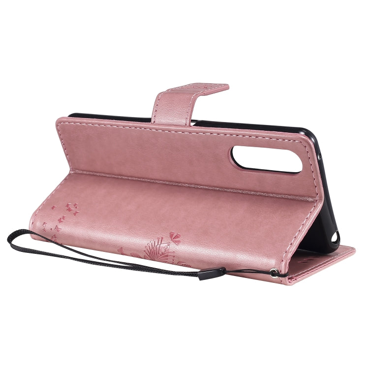 For Sony Xperia 10 II Tree & Cat Embossed Pattern Horizontal Flip Leather Case with Holder & Card Slots & Wallet & Lanyard