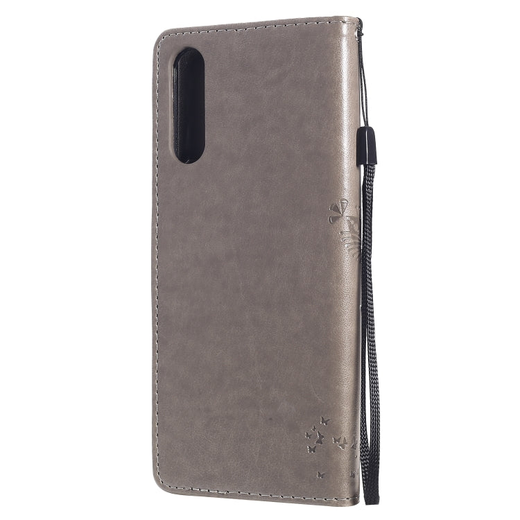 For Sony Xperia 10 II Tree & Cat Embossed Pattern Horizontal Flip Leather Case with Holder & Card Slots & Wallet & Lanyard