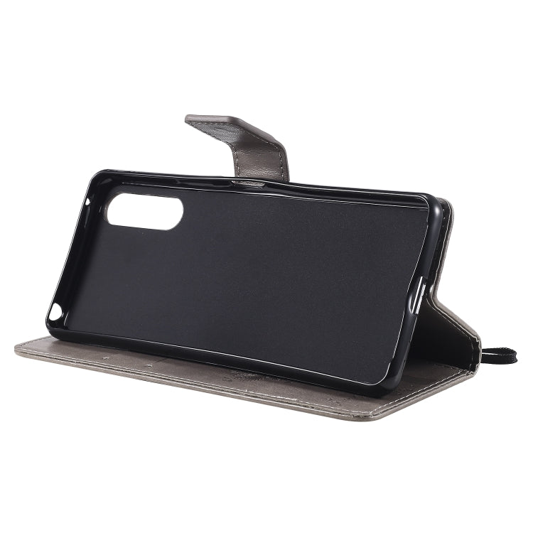 For Sony Xperia 10 II Tree & Cat Embossed Pattern Horizontal Flip Leather Case with Holder & Card Slots & Wallet & Lanyard