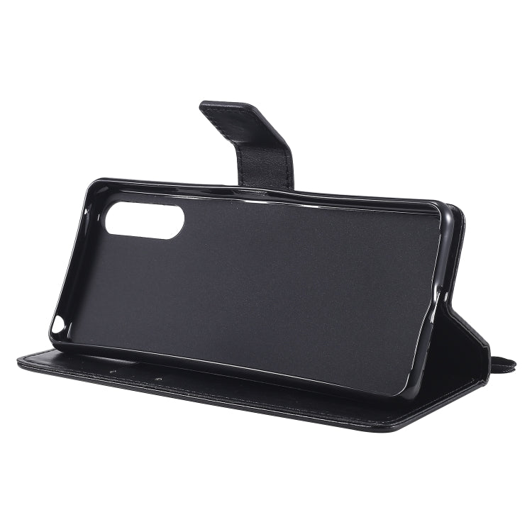 For Sony Xperia 10 II Tree & Cat Embossed Pattern Horizontal Flip Leather Case with Holder & Card Slots & Wallet & Lanyard