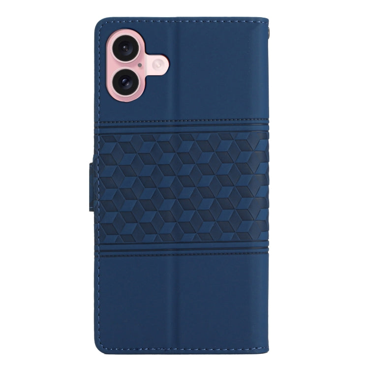 For iPhone 16 Diamond Embossed Skin Feel Leather Phone Case
