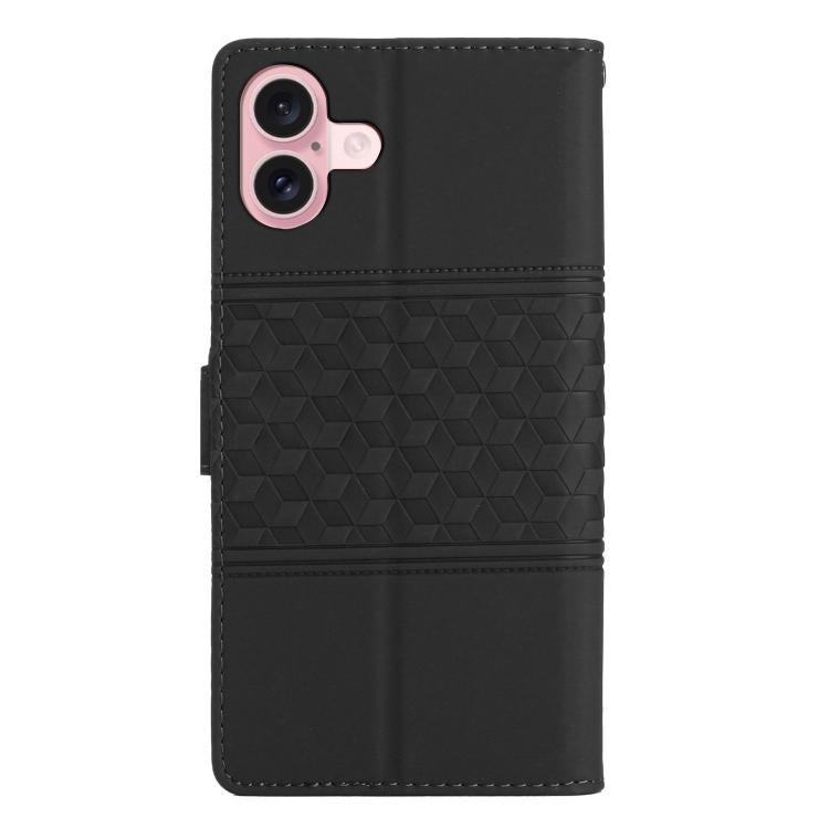 For iPhone 17 Diamond Embossed Skin Feel Leather Phone Case