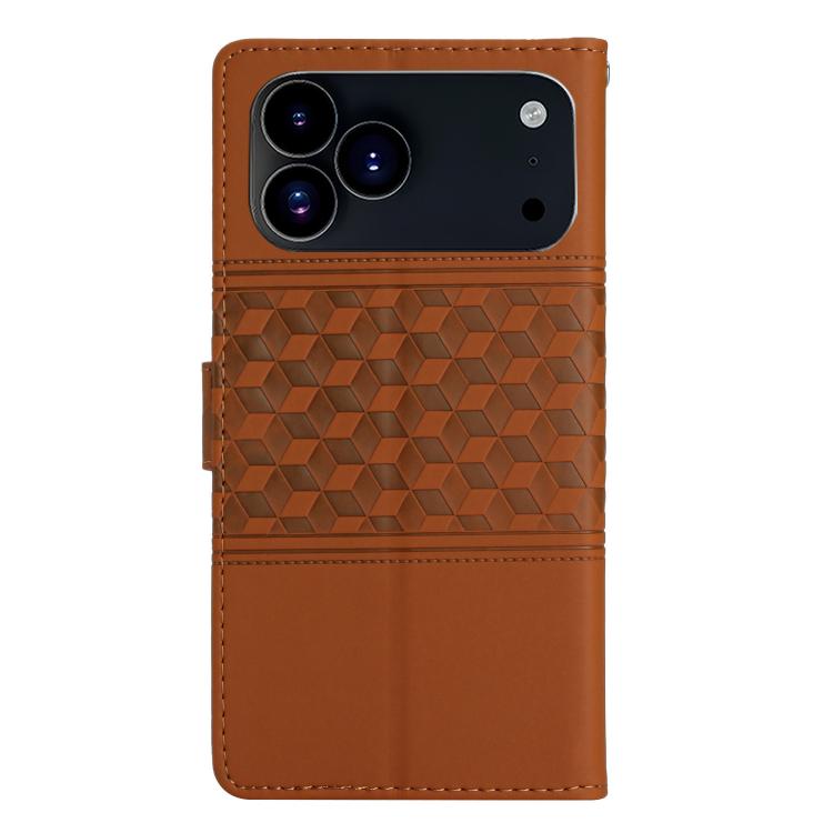 For iPhone 17 Pro Diamond Embossed Skin Feel Leather Phone Case