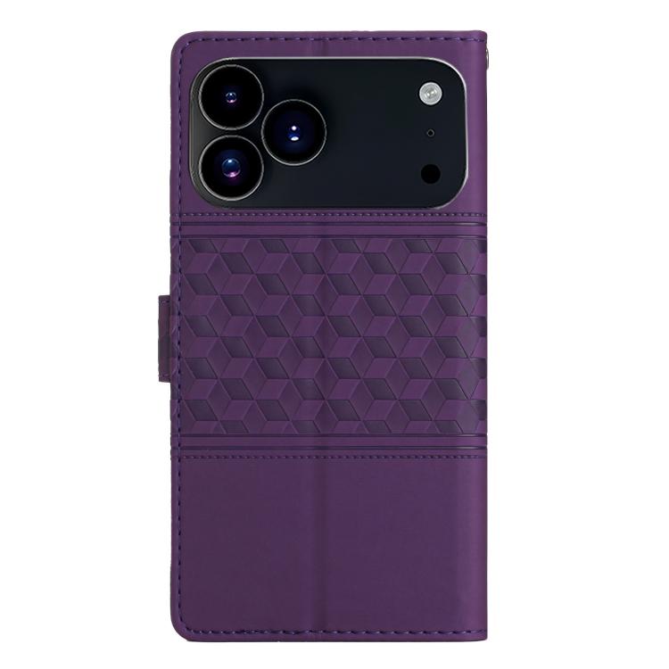 For iPhone 17 Pro Diamond Embossed Skin Feel Leather Phone Case