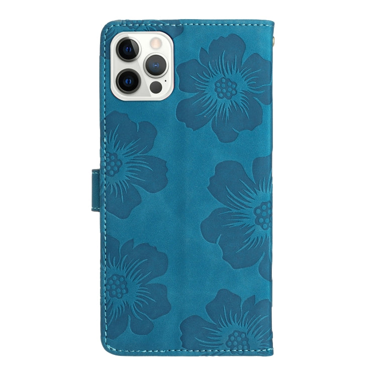 For iPhone 16 Pro Flower Embossing Pattern Leather Phone Case