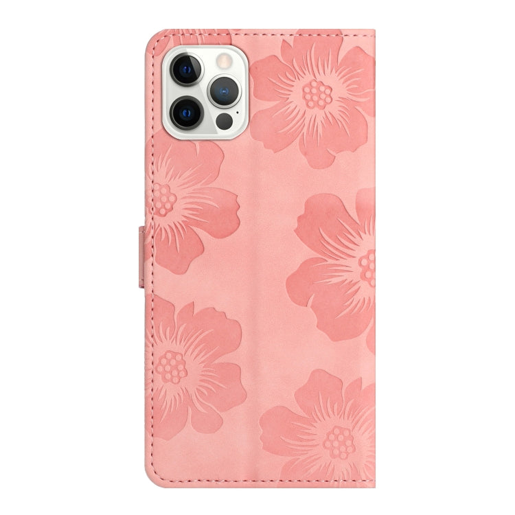 For iPhone 16 Pro Flower Embossing Pattern Leather Phone Case